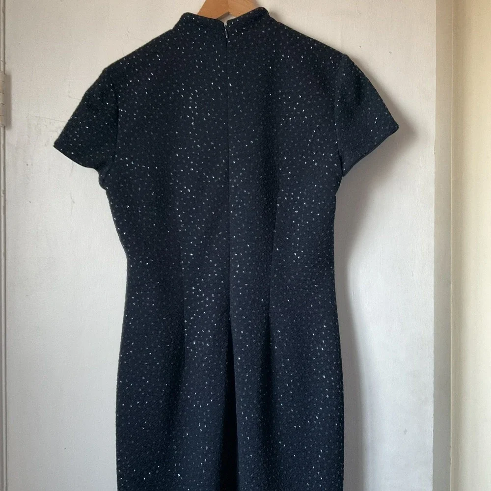 David Warren Vintage Keyhole Prom Dress‎ Sparkly Glitter Navy Blue Sz 12 90s Y2K